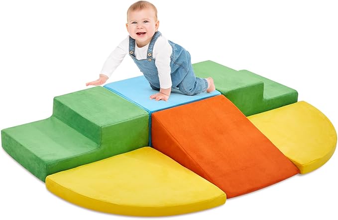 6 Pieces Climbing Toys for Toddlers, Climb & Crawl Soft Foam Block Activity Play Set, Foam Play Gym Climbing Blocks, Toddler Climbing Toy Indoor, Soft Foam Toys for Kids Crawling and Sliding