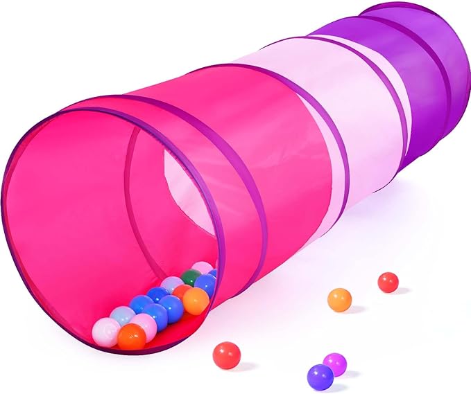 Kids Play Tunnel Tent for Toddler, 6-ft Pop Up Crawl Tunnel Toy for Baby Infant Children or Dog Cat, Collapsible Gift for Boy and Girl Play Tunnel Indoor and Outdoor Game (Colorful Play Tunnel)