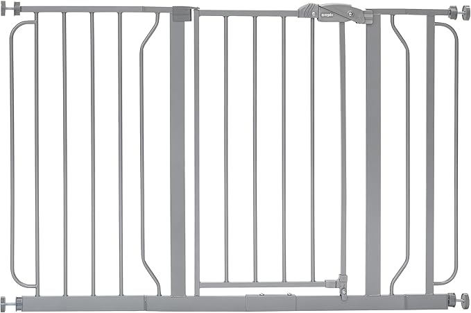 Regalo Safety 29-49" Easy Step Extra Wide Baby Gate for Doorways & Bottom of Stairs, Pressure Mounted Safety Gate with Door for Babies, Toddlers & Pets, Platinum