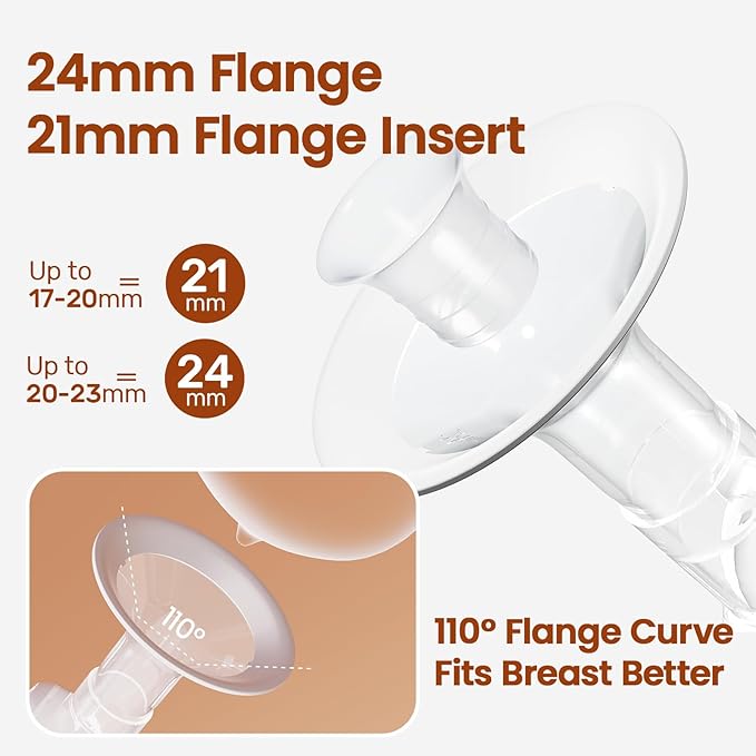 NCVI 8128 Electric Double Breast Pump Breastfeeding with 4 Modes 9 Levels, Rechargeable Pump Machine Strong Suction for Bigger Breast with 21/24mm Flanges Parts, Anti-Backflow Non-Spill and Low Noise