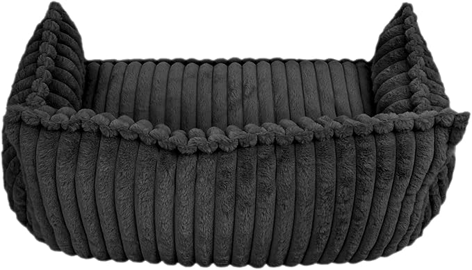 Pet Couch Calming Bed, Pet Couch with Removable Washable Cover, Plush Pets Sofa for Indoor Use, Supportive Orthopedic Dog Bed (Dark Grey)