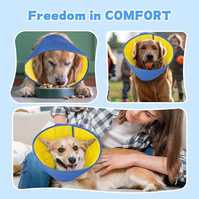 Inspack Soft Dog Cone Collar Alternative, E Cones for Medium Small Dogs/Cat to Stop Licking After Surgery, Neuter Recovery Ecollars of Shame Alternatives, Comfortable Paws Comfy Elizabethan Collars