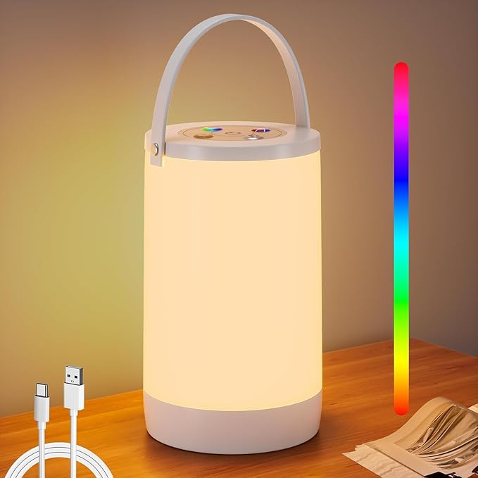 Night Light for Kids, Portable USB Night Lamp with 2200 mAh Battery, Bright Color Changing Light for Nightstand, Small Touch Bedroom Table Lamp for Girls, Boys, Toddler