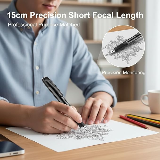 Pen Camera Writing Pen 1080P Short Focal Length Camera 100-degree Angle Pet Monitor, Local Storage, Built-in Battery, WiFi Remote Viewing -No Audio