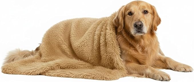 Pets Bed Blanket Dogs Reversible Soft Dog Throw Blankets Cats Mat Sleeper Fuzzy Pet Couch Covers Washable Cat Puppy Cover for Beds Car Sofa Travel Double Sided Furniture Protection (Champagne,L)