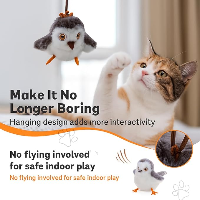 Interactive Flappy Bird Cat Toy – Sandpiper with Flapping & Chirping Sounds, Indoor Play & Exercise Toy for Cats (Does Not Fly)