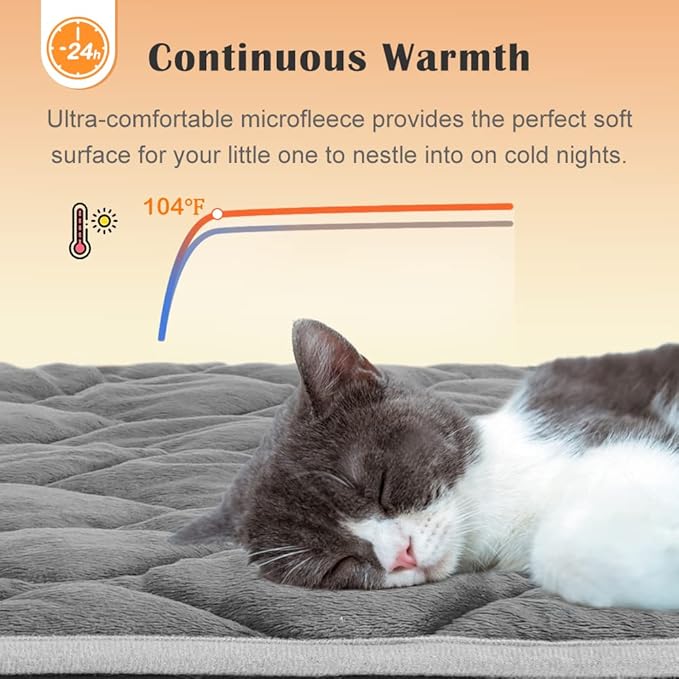 ULIGOTA Self-Warming Cat Bed and Dog Crate Pad - Thermal Pet Heating Mat