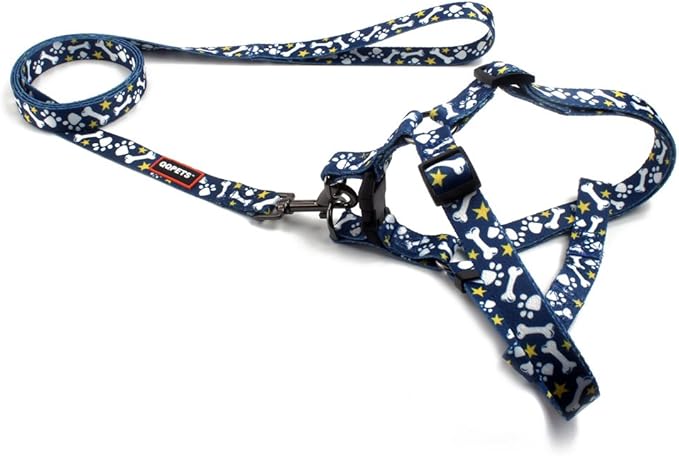 QQPETS Dog Harness Leash Set Adjustable Heavy Duty No Pull Halter Harnesses for Small Medium Large Breed Dogs Back Clip Anti-Twist Perfect for Walking (M(19"-26" Chest Girth), Bone)