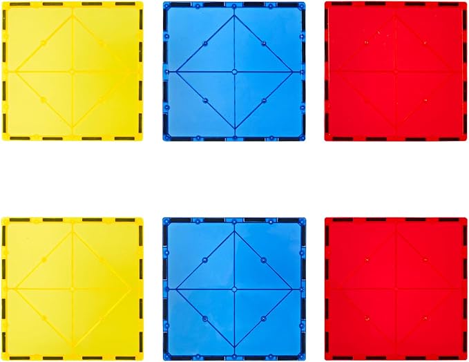Gemmicc 6 PCS Large Magnetic Tiles,Jumbo Magnet Base Plates,STEM Magnetic Building Blocks for Kids Boys Girls