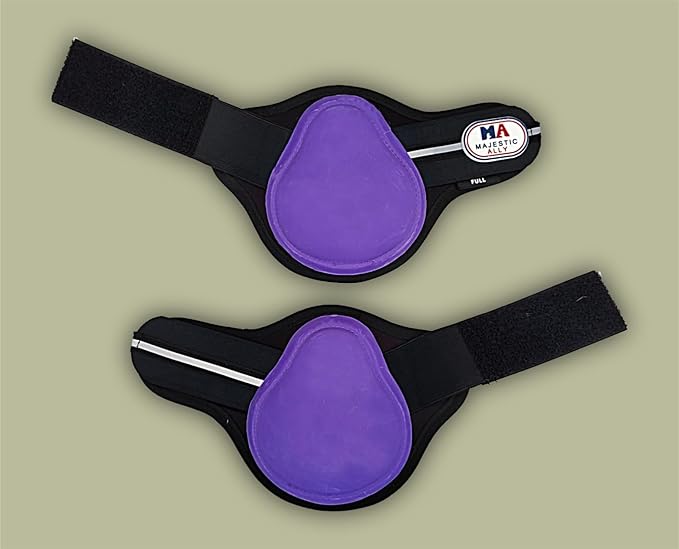 Majestic Ally Horse Leg Protection Fetlock and Tendon Boots Set, PU Shell, Neoprene Lining, Hook and Loop Closures, Multiple Colors and Sizes