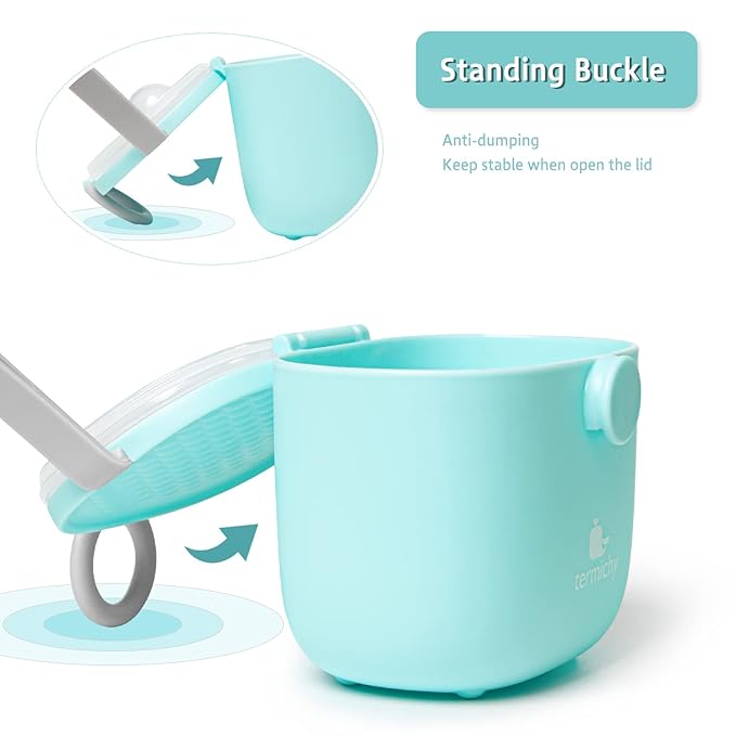 Termichy Baby Formula Dispenser, Portable Milk Powder Dispenser Container with Carry Handle and Scoop for Travel Outdoor Activities with Baby Infant, 8.8OZ, 0.55LB, 250g (Blue-2pack)