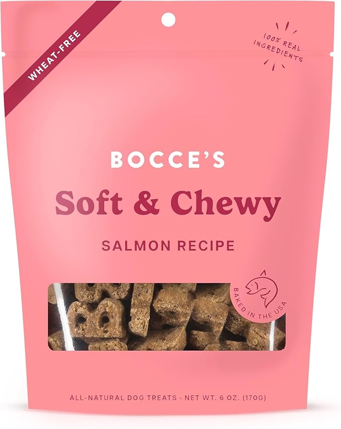 Bocce's Bakery Salmon Cookie + Bac’n Nutty Biscuit Dog Treat Bundle – Natural, Wheat-Free Biscuits and Soft & Chewy Cookies Made with Real Ingredients and Baked in The USA – 2 Pack Bundle