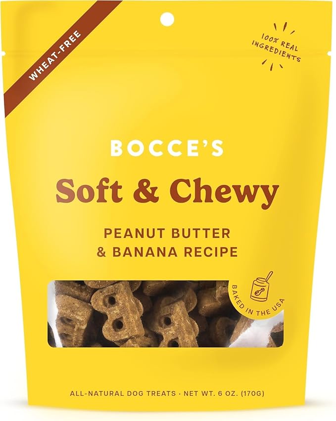 Bocce's Bakery PB & Banana Cookie + Quack Quack Quack Biscuit Dog Treat Bundle – Natural, Wheat-Free Biscuits and Soft & Chewy Cookies Made with Real Ingredients & Baked in The USA – 2 Pack Bundle