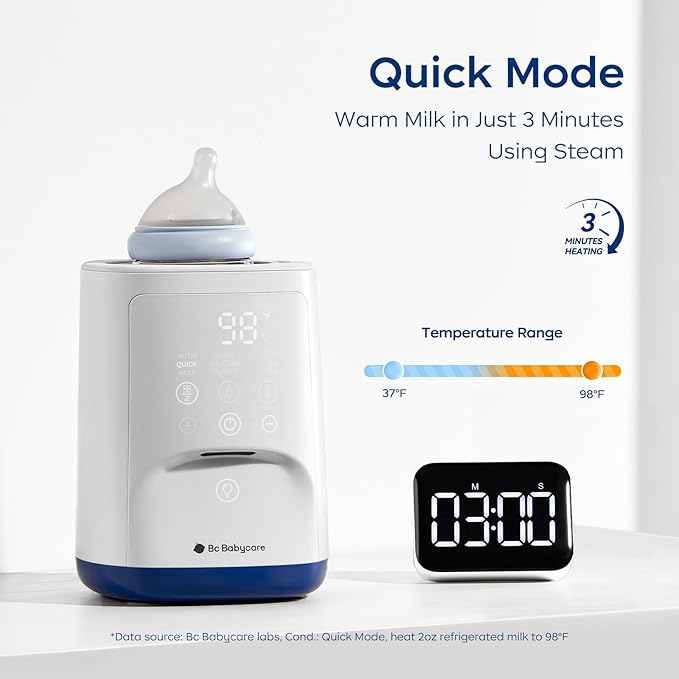 Bc Babycare Bottle Warmer,10-in-1 Fast Baby Milk Warmer with Smart Temperature Control, Rotating Heating, Bottle Warmers for All Bottles
