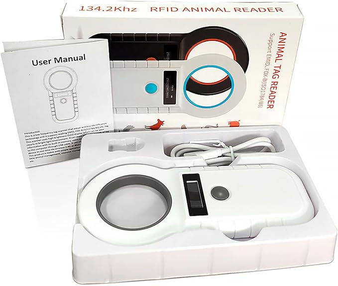 Animal Microchip Reader, Horse Cattle Pets Cat Dog ID Chip Reader Scanner with Display Screen