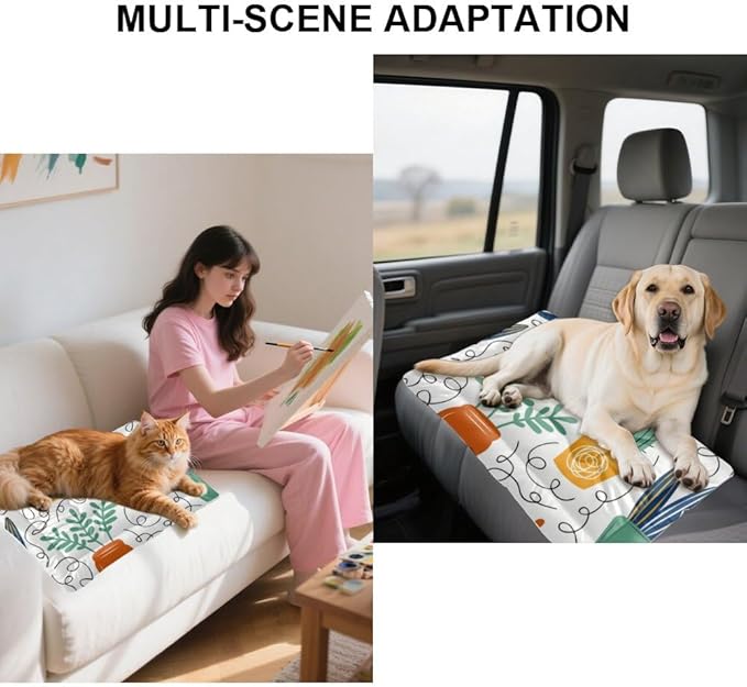 Houseplant Botanical Aesthetic Dog Beds and Furniture Cage Mat for Dog Crate Pet Pad Beds for Crates Washable Non-Slip Bed Small Crate Bed Washable Pet Mats Pillow Indoor Outdoor 36X24 Inch