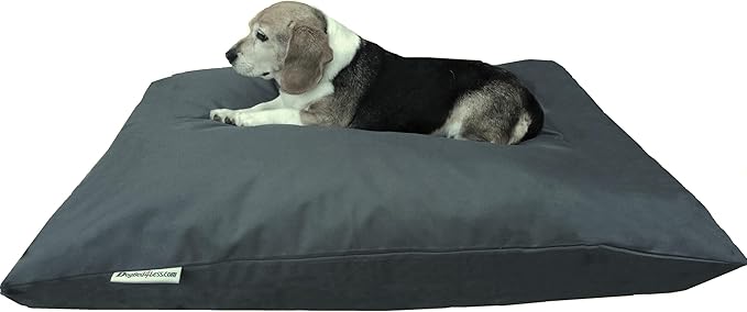 Dogbed4less Shredded Memory Foam Pillow Dog Bed with Waterproof Liner and Machine Washable Cover (Dark Slate Oxford, Large 48"X29")