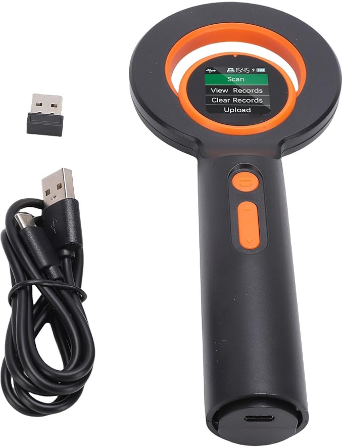 Pet Microchip Reader Multifunctional Portable Tag Scanner Supports EMID FDXB USB Connection 1.44 Inch Screen Pet Chip Scanner for Vet Clinic