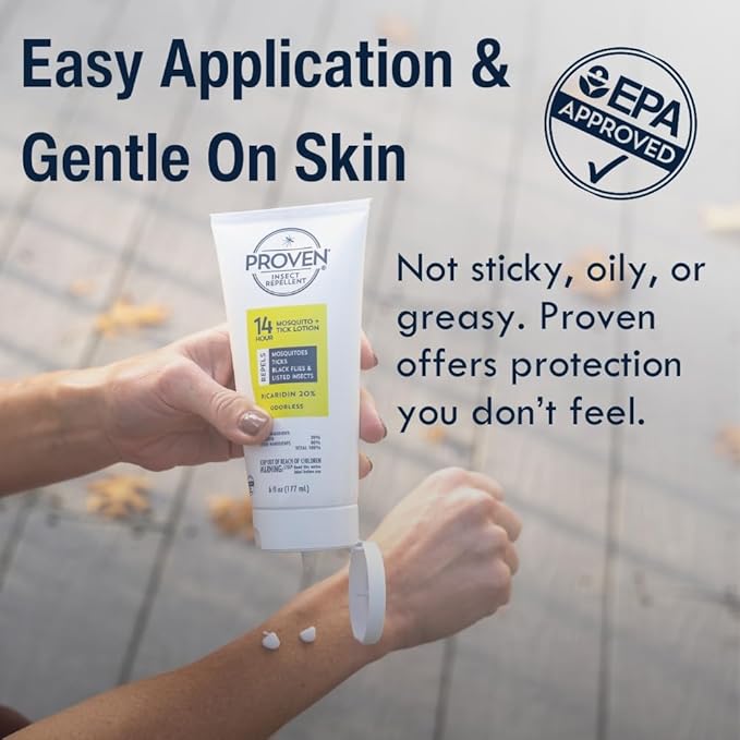 Proven Insect Repellent Lotion, Keep Mosquitoes, Ticks and Flies Off, DEET Alternative Repellent, Up to 14-Hour Protection, Great for Camping or Hiking, 6 Ounce, Gentle Scent Lotion, 2 Pack