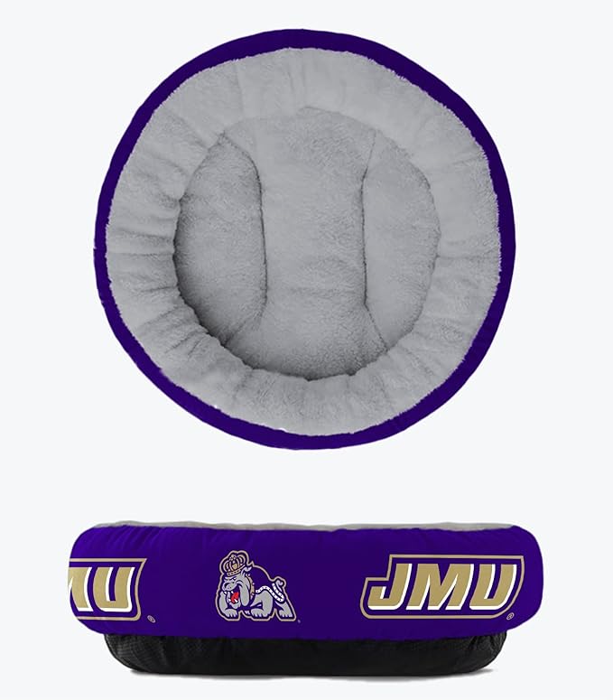 ShopInstaPets James Madison Dukes Officially Licensed Plush Donut Pet Bed – Cozy, Machine Washable, Perfect for Pets (Extra Large)