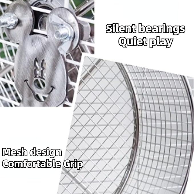 Large Stainless Steel 11.81''L x 3.94''W x 11.81''H Silent Running Wheel for Chinchilla, Toys for Cage, Super Mute Spinner Exercise Running Wheel for Gerbils, Rat, Mice