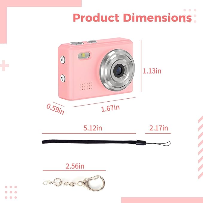 Digital Camera, for Cycling Hiking Pet Recording, 1.67 X 0.59 X 1.13 in, 200Mah Battery, Thumb Cam
