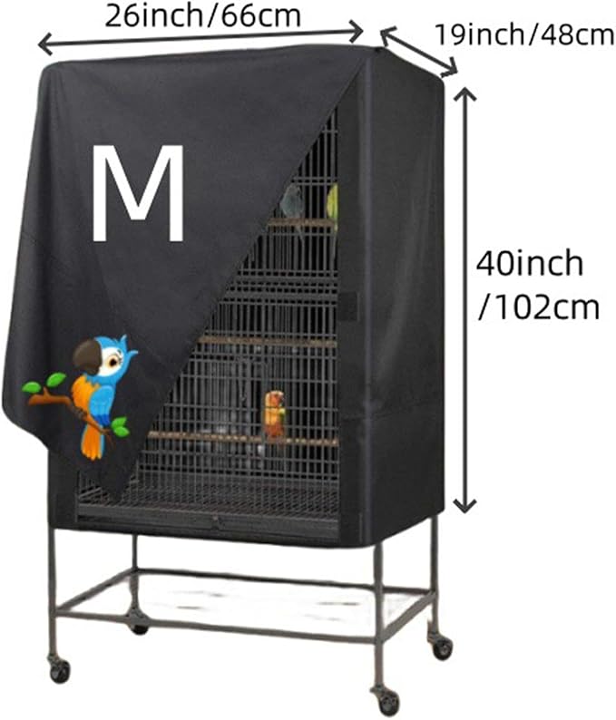 Bird Cage Cover, Large Bird Cage Covers for Night, Waterproof Parrot Cage Protector Covers, Good Night birdcages Covers for Parrot House, Black, 4 Sizes
