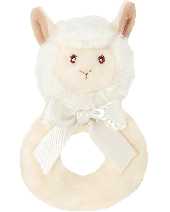 Bearington Collection Baby Lil’ Alma, 5.5 Inch Plush Llama Stuffed Animal Soft Rattle