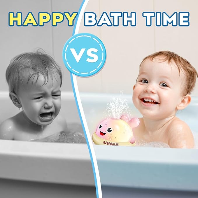 Light up Baby Bath Toys: Whale Bath Toy Sprinkler, Bath Toys for Kids Ages 1-3, Bathtub Outdoor Water Pool Toys for Toddlers 1 2 3 Year Old, Birthday Gift for Boys & Girls