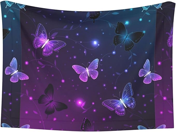 Pet Blanket for Travel and Home, Background with Night Butterflies, Reversible Plush Dot Design with Soft Grip Texture on One Side Perfect for Car Seats Moving Vehicles