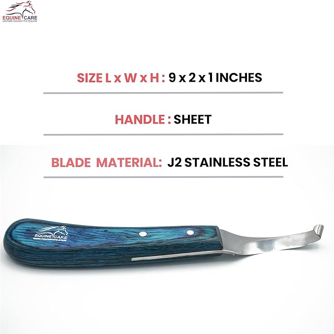 Equine Care Left-Handed Hoof Knife – Professional Farrier Knife & Hoof Trimmer Tool | Ultra-Sharp J2 Stainless Steel Blade, Ergonomic Handle for Horse Hoof Trimming, Cleaning & Farrier Supplies