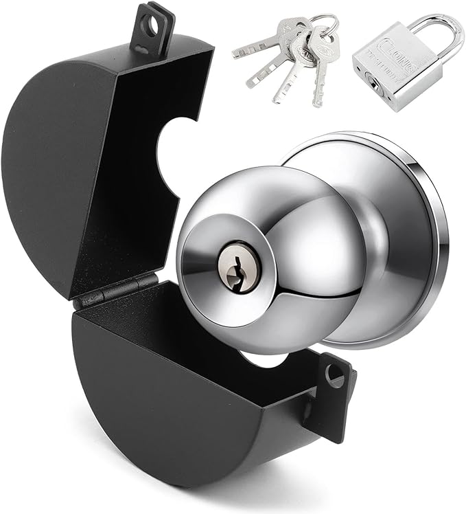 Door Knob Lockout Device with Padlock, Child Proof Door Knob Covers, Prevents Turning of Doorknob and Access to Keyhole, Doors Handle Locks, Covering Faucets/Valves(Color:B)