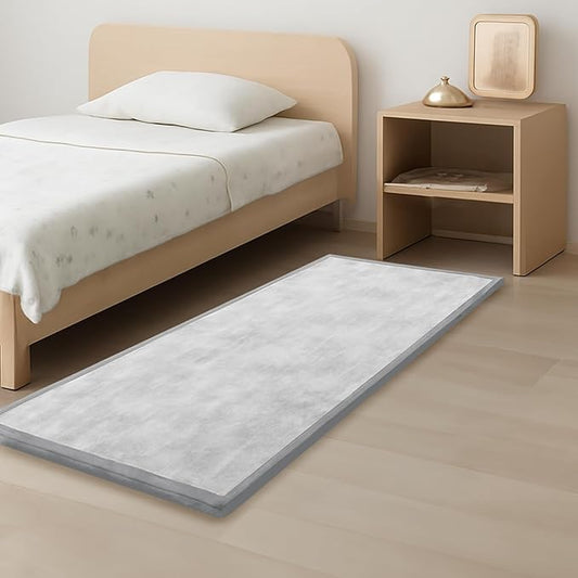 1.3" Thick Baby Play Mat for Floor, 28x72 Foam Tummy Time Mat, Padded Support Soft Plush Bedside Rugs for Infant Kids Toddler Crawling Kick Activity (Light Grey)