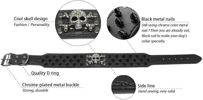 Serijoars Spiked Studded Dog Collar, PU Leather Dog Collar, Adjustable Pet Collars for Medium or Large Breed Pet (M, Pink2)