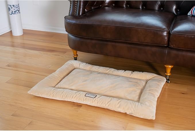 Plush Pet Bed Mat - Cozy Dog Bed, Cat Bed - Machine Washable, Fluffy Comfort - 27" x 19" Beige