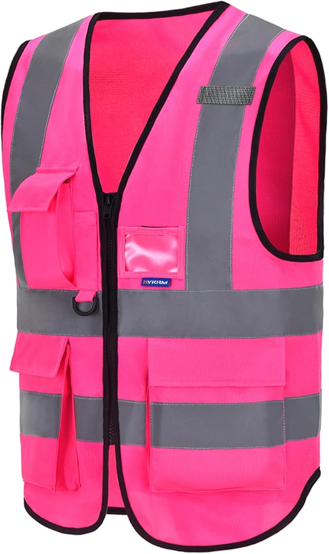 A-SAFETY Pink Safety Vests for Women,Working Safety Vest with Reflective Strips,XXL