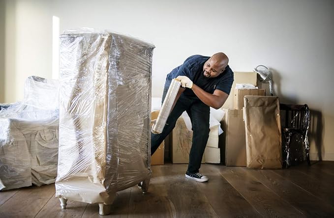 International Plastics Co. 18" Stretch Film/Wrap 1500 feet 7 Layers 80 Gauge Industrial Strength up to 800% Stretch 20 Microns Clear Durable Adhering Packing Moving Heavy Duty Shrink Film Box of 4
