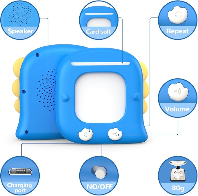 Kidzdo 520 ABCs Talking Flash Cards, Christmas Birthday Gifts for 2 3 4 5 6 Year Old Boys Girls, ABCs Early Education Learning Toys, Autism Sensory Toys for Autistic Kids Ages 2-6, Blue