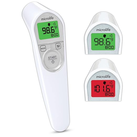 Microlife Non-Contact Forehead Thermometer, Digital Infrared No-Touch Thermometer (for Adults, Kids & Baby), Large Backlit LCD Screen, Fever Alarm, Memories & Instant Accurate Readings