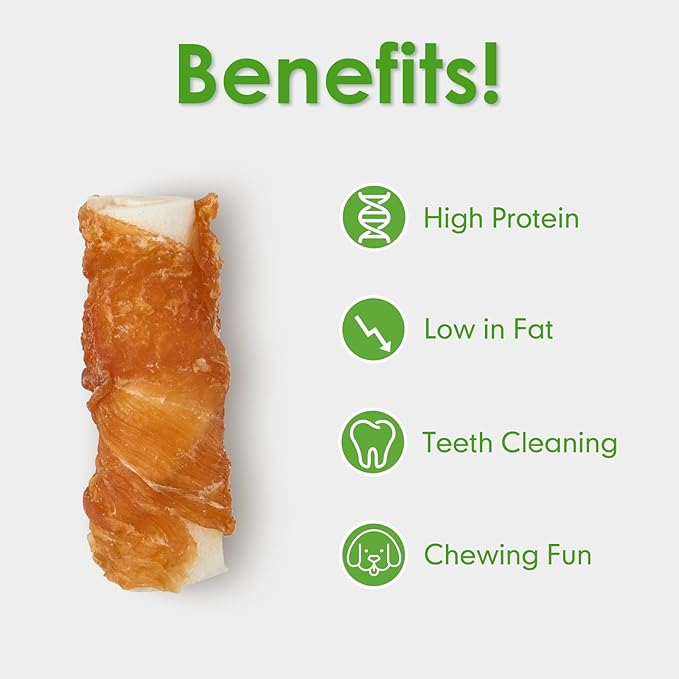 MON2SUN Dog Treats, 2.5 Inch Chicken Wrapped Rawhide Rolls, Teeth Cleaning Chews with High Protein for Small Dogs, 21.2 oz (32 Count - Pack of 1)