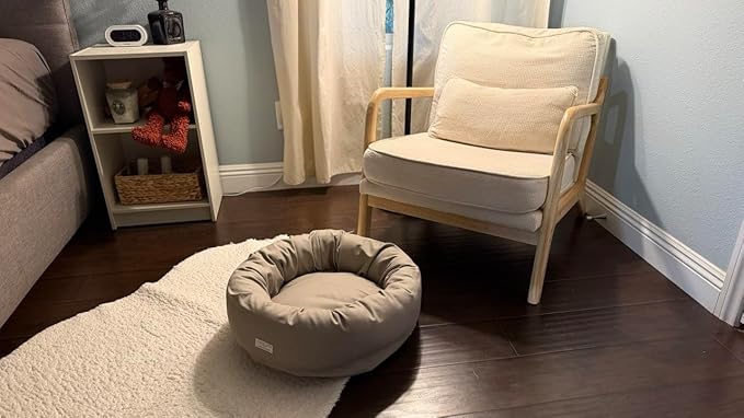 Organic Cotton Canvas Dog Bed: Removable Cover, Natural Fill - Made in USA (Gray, X Small 18" x 6" inches)