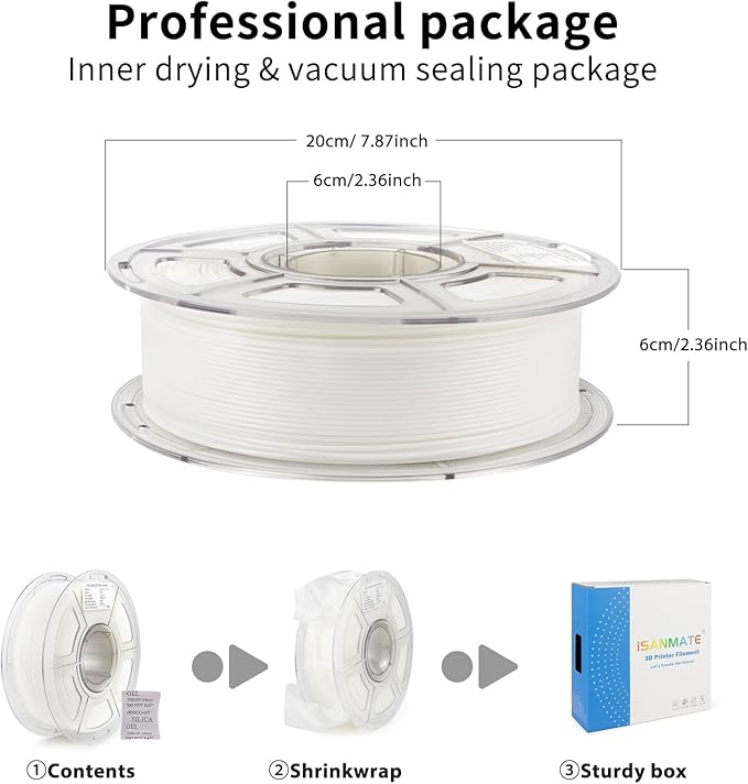 iSANMATE ASA 3D Printer Filament 1.75mm 2KG (4.4lbs), UV & Weather Resistant 3D Printer Filament Perfect for Outdoor Functional Parts, Black+White