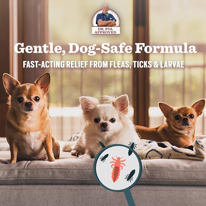 Dr. Pol Incredi-Pol Flea & Tick Spray | Fast-Acting Pest Control for Dogs | Helps Repel & Eliminate Fleas, Ticks & Larvae | Safe & Effective Formula | 16 oz