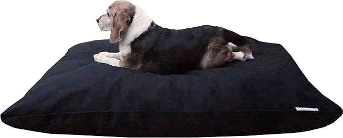 Dogbed4less Shredded Memory Foam Pillow Dog Bed with Waterproof Liner and Machine Washable Cover (Black Canvas, Medium 36"X29")