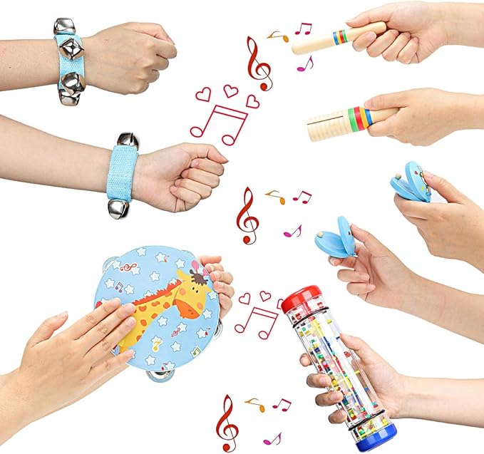 Kids Musical Instruments Toys Set: Baby Music Toys Montessori Percussion for Toddlers - Preschool Educational Musical Toys Set for Boys and Girls with Storage Bag (Blue)