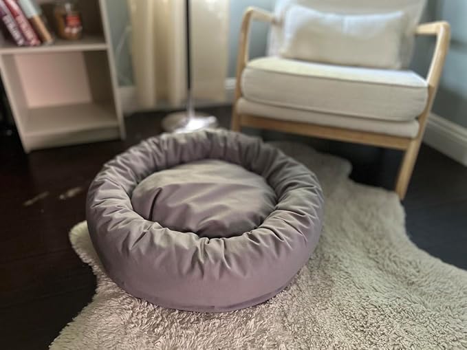 Organic Cotton Canvas Dog Bed: Removable Cover, Natural Fill - Made in USA (Blue Gray, X Large 42" x 8" inches)