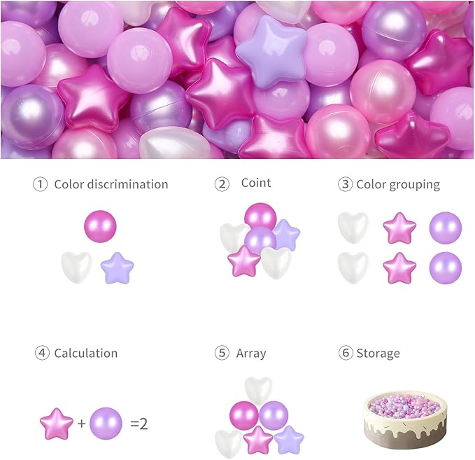 GOGOSO Ball Pits Balls for Toddlers Pack of 50 100 200 Plastics Shape Ball Non-Phthalate Non-BPA Non-Toxic 2.2-Inch Crush Proof Play Balls