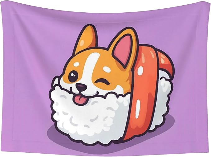 Waterproof Dog Blanket Soft Pet Blanket for Puppy Cat, Fleece Cat Throw Blankets for Furniture Bed Couch Sofa Reversible - Corgi in Sushi Roll