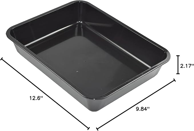 OMEM Reptile Food Bowl Large Water Dish, Wood Plate, Bowl Turtles (M=31.5 * 23.8 * 4.7, Black)