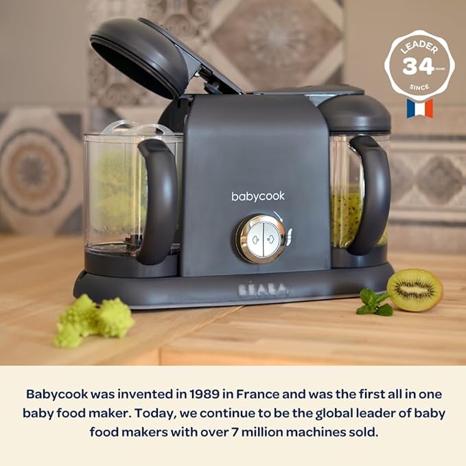 BEABA Babycook Duo 4 in 1 Baby Food Maker, Baby Food Processor, Baby Food Blender Baby Food Steamer, Make Fresh Healthy Baby Food at Home, 9.1 Cup Capacity, Makes 54 Servings in 20 Mins, Oat